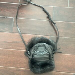 NWT MARC JACOBS Mini Domo Black Geniune Lamb Fur and Leather Crossbody Bag